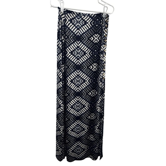 Rachel Pally Women's Geometric Print Front Slit Maxi Skirt Navy Blue Size Medium - Picture 5 of 16